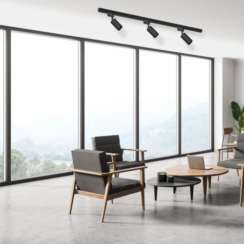 Világítósín készlet gyűjtősín 3xPipe GU10 + vezetősín 1,5 m fekete Milagro