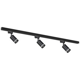   Megvilágított sín készlet 3x GU10 csőgyűrű + vezető 1,5 m fekete Milagro