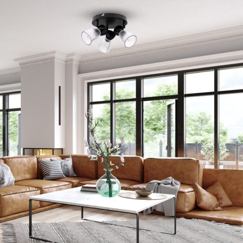 LEGJOBB mennyezeti lámpa fekete 3xE14 kerek Milagro