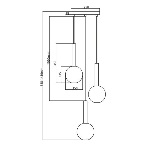 NIKO fekete mennyezeti lámpa 3xG9 Milagro