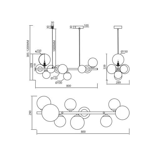 MILA Mennyezeti Függeszték 10xD9 Milagro