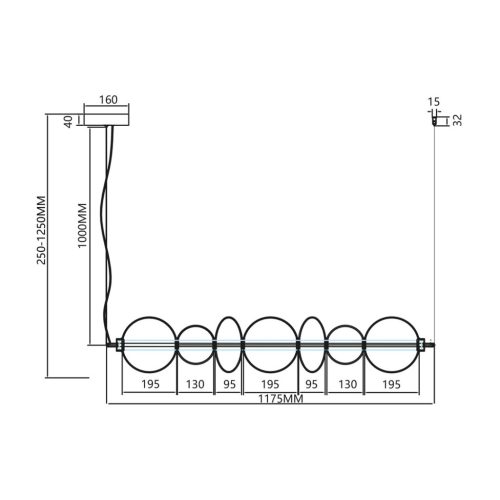 DAPHNE Borostyán mennyezeti lámpa 40W Milagro
