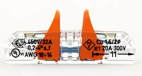 Telepítési csatlakozó Gyorscsatlakozó WAGO 221-2411 KÁBELE 2x0,2-4mm
