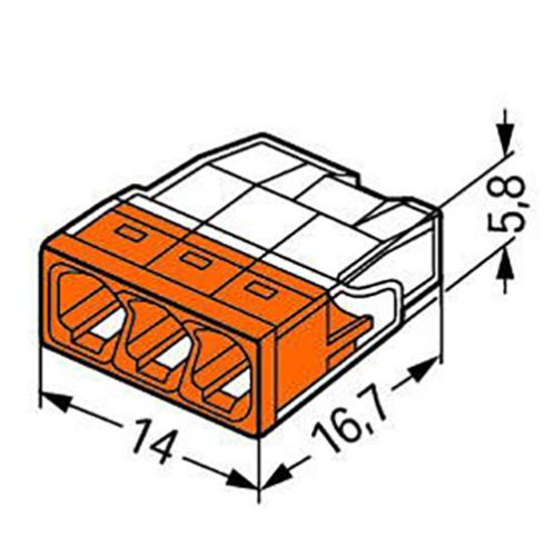 WAGO 2273-203 gyorscsatlakozó beépítési csatlakozó vezetékhez 3x0,5-2,5 mm
