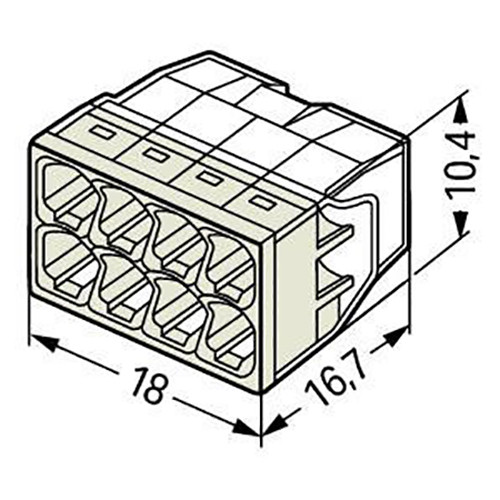 Telepítési csatlakozó WAGO 2273-208 gyorscsatlakozó 8x0,5-2,5 mm-es vezetékhez