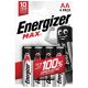 4x ENERGIZER MAX AA LR6 1,5 V-os akkumulátoros buborékfólia