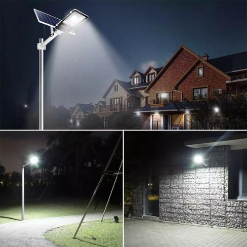 Napelemes LED lámpa Erőteljes 1200W 6500K Kerti Utcai Lámpa IP65 + Távirányító