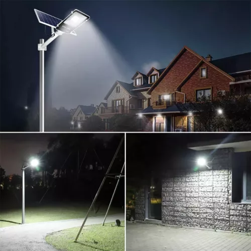 Napelemes LED lámpa Erőteljes 1500W 6500K kerti utcai lámpa IP66 + távirányító