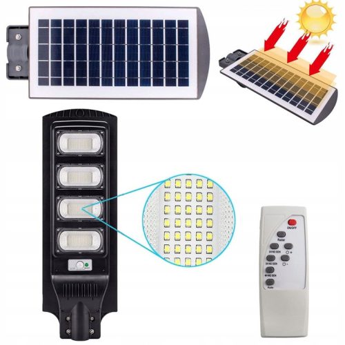 LED napelemes utcai lámpa 1800W 6500K lámpa tartóval és távirányítóval