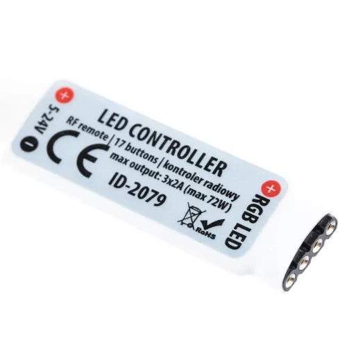 Rádióvezérlő RGB LED szalagokhoz 72W 2x3A + RF REMOTE 5V ~ 24V DC