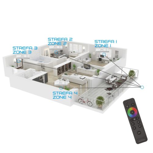 Távirányító MONO / CCT / DIM 4 zónás Volta ProVero LED szalagokhoz