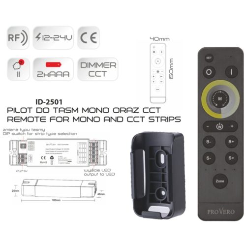 Távirányító MONO / CCT / DIM 4 zónás Volta ProVero LED szalagokhoz