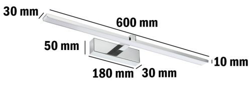 LED fürdőszobai tükörvilágítás 12W 840lm króm semleges 60 cm