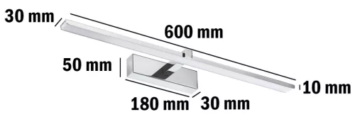 LED fürdőszobai tükörvilágítás 12W 840lm króm semleges 60 cm