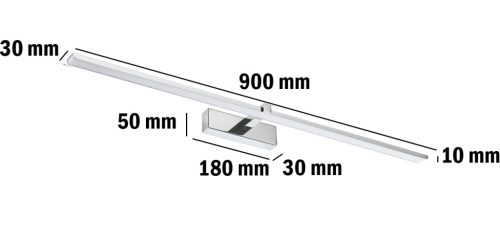 LED fürdőszobai tükörvilágítás 18W 1100lm króm semleges 90cm