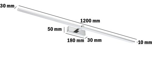 LED fürdőszobai tükörvilágítás 24W 1680lm króm semleges 120cm
