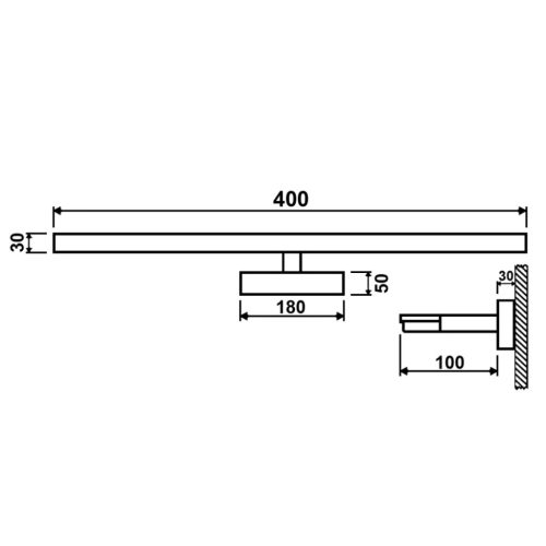 LED fürdőszobai tükörvilágítás 8W 580lm fekete-arany 40cm
