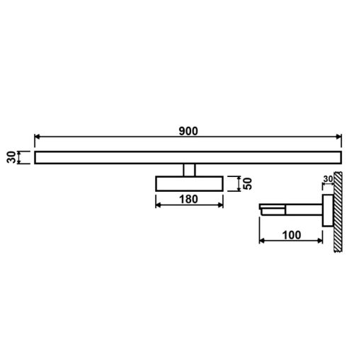 LED fürdőszobai tükörvilágítás 18W 1100lm fekete-arany 90cm