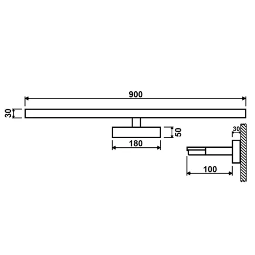 LED fürdőszobai tükörvilágítás 18W 1100lm fekete-arany 90cm