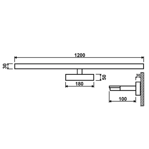 LED fürdőszobai tükörvilágítás 24W 1680lm fekete-arany 120cm