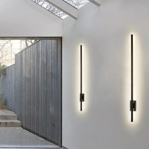 LED oldalfali és mennyezeti lámpa FEKETE Fém 120cm modern stílusú IP54