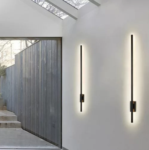 LED oldalfali és mennyezeti lámpa FEKETE Fém 120cm modern stílusú IP54