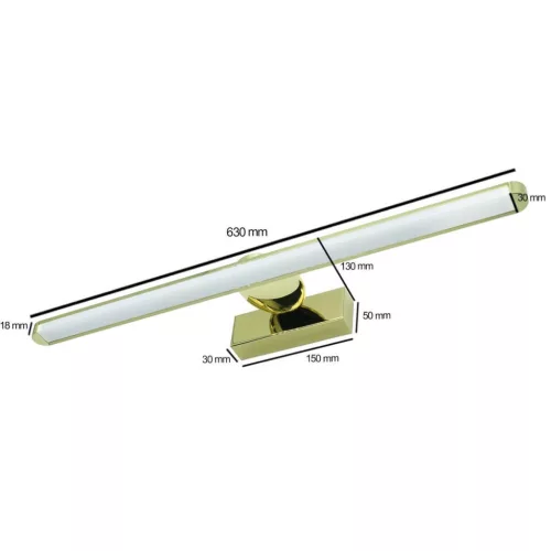SIRIUS Gold LED fali lámpa 12W fali lámpa 60cm Modern ProVero
