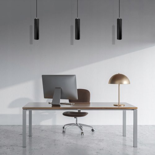 Mennyezeti függőlámpa 1xGU10 CIRUS túlnyúló cső fekete 24cm