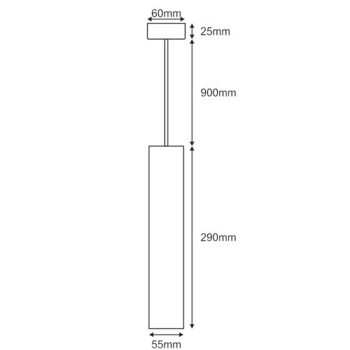 Mennyezeti függő lámpa 1xGU10 CIRUS SLIM túlnyúló cső fekete 29cm