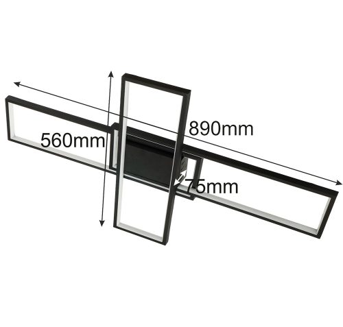 LED csillár mennyezeti lámpa 92W CCT ARTESIA fekete + távirányító