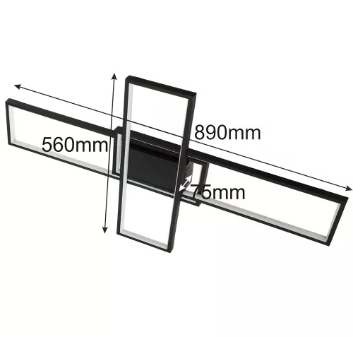 LED csillár mennyezeti lámpa 92W CCT ARTESIA fekete + távirányító