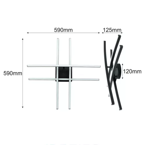 LED mennyezeti lámpa mennyezeti csillár AUSTIN 48W 4000K fekete