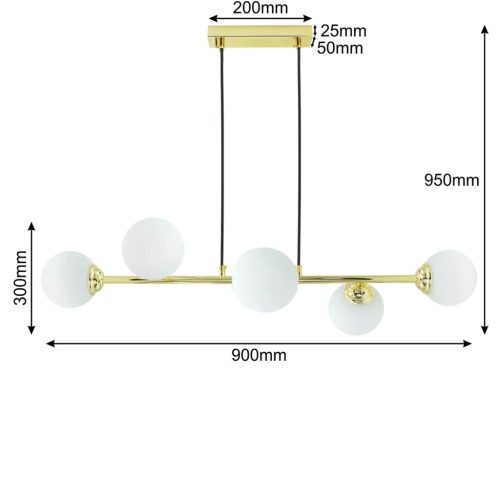 Mennyezeti függesztett lámpa 6xE27 GOLD PALLE csillár üvegernyők