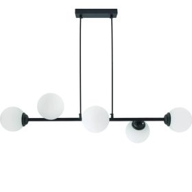   Mennyezeti függesztett lámpa 6xE27 csillár üvegernyők FEKETE PALLE