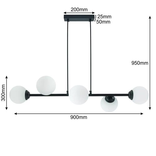 Mennyezeti függesztett lámpa 6xE27 csillár üvegernyők FEKETE PALLE