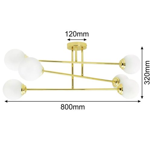 Mennyezeti függesztett lámpa 6xE27 csillár üvegernyők GOLD PALLE