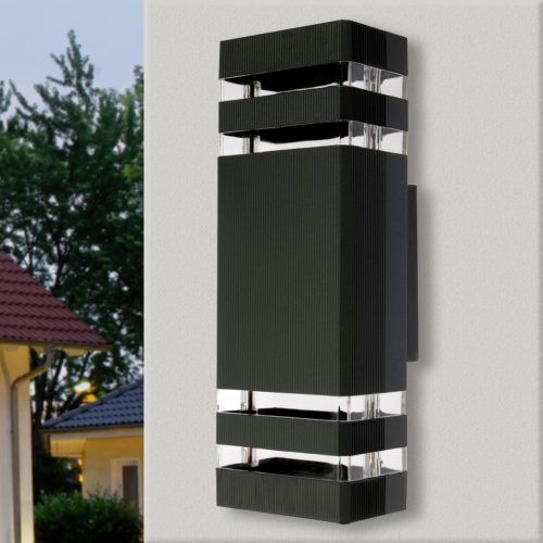 Kerti fali lámpa Emelés Dupla fel-le VELA II LED 2x GU10 Fekete IP54