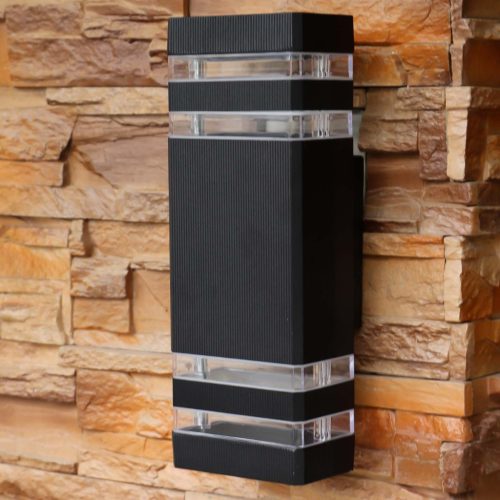 Kerti fali lámpa Emelés Dupla fel-le VELA II LED 2x GU10 Fekete IP54