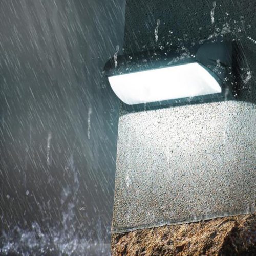 Kerti lámpa E27 DRACO fekete emelőfali lámpa mozgás- és szürkületérzékelővel