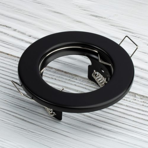 HALOGÉN lámpatest süllyesztett, rögzített kerek fekete lap GU10 MR16