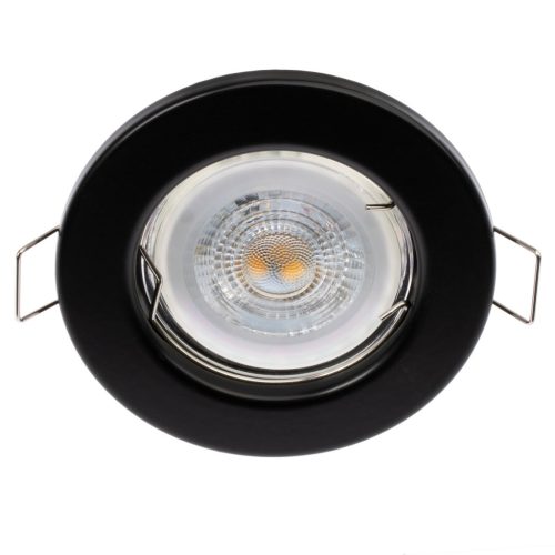 HALOGÉN lámpatest süllyesztett, rögzített kerek fekete lap GU10 MR16