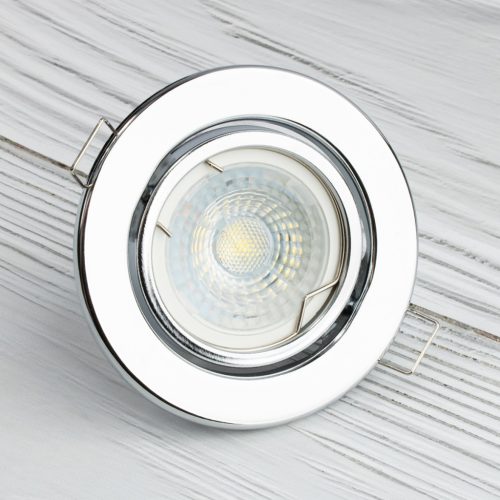 HALOGÉN lámpatest, süllyesztett, mozgatható, kerek, króm, GU10 MR16 lap
