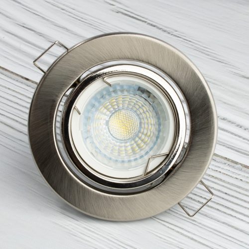 HALOGÉN lámpatest, süllyesztett, mozgatható, kerek, szatén, GU10 MR16 lap