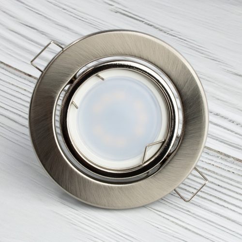 HALOGÉN lámpatest, süllyesztett, mozgatható, kerek, szatén, GU10 MR16 lap