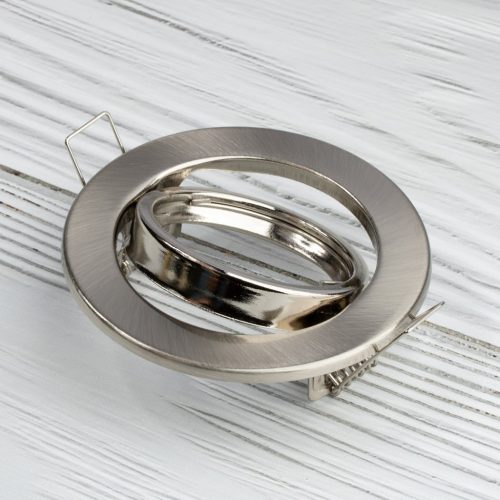 HALOGÉN lámpatest, süllyesztett, mozgatható, kerek, szatén, GU10 MR16 lap