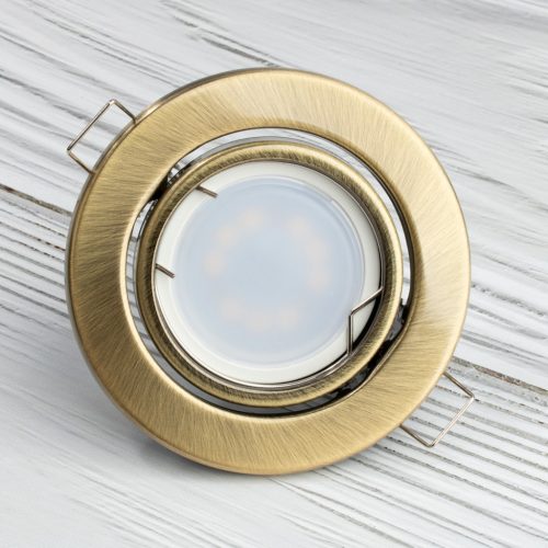 HALOGÉN lámpatest, süllyesztett, mozgatható, kerek, antik, GU10 MR16 lap