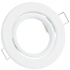   HALOGÉN lámpatest, süllyesztett, mozgatható, kerek, fehér lemez, GU10 MR16