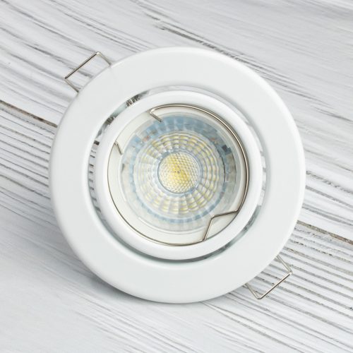 HALOGÉN lámpatest, süllyesztett, mozgatható, kerek, fehér lemez, GU10 MR16