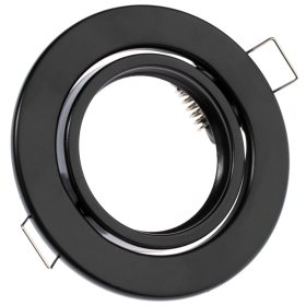   HALOGÉN lámpatest, süllyesztett, mozgatható, kerek, fekete lemez, GU10 MR16