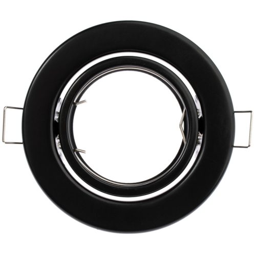 HALOGÉN lámpatest, süllyesztett, mozgatható, kerek, fekete lemez, GU10 MR16